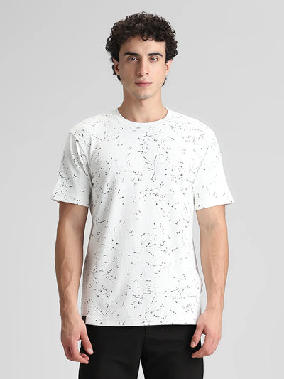White Jacquard Crew Neck T-Shirt