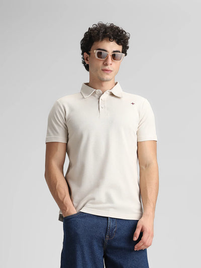 Beige Solid T-Shirt