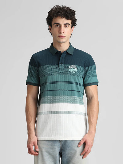 Teal/ Dusty Green Striped T-Shirt