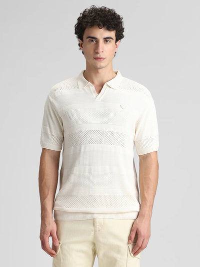 Cream Jacquard T-Shirt