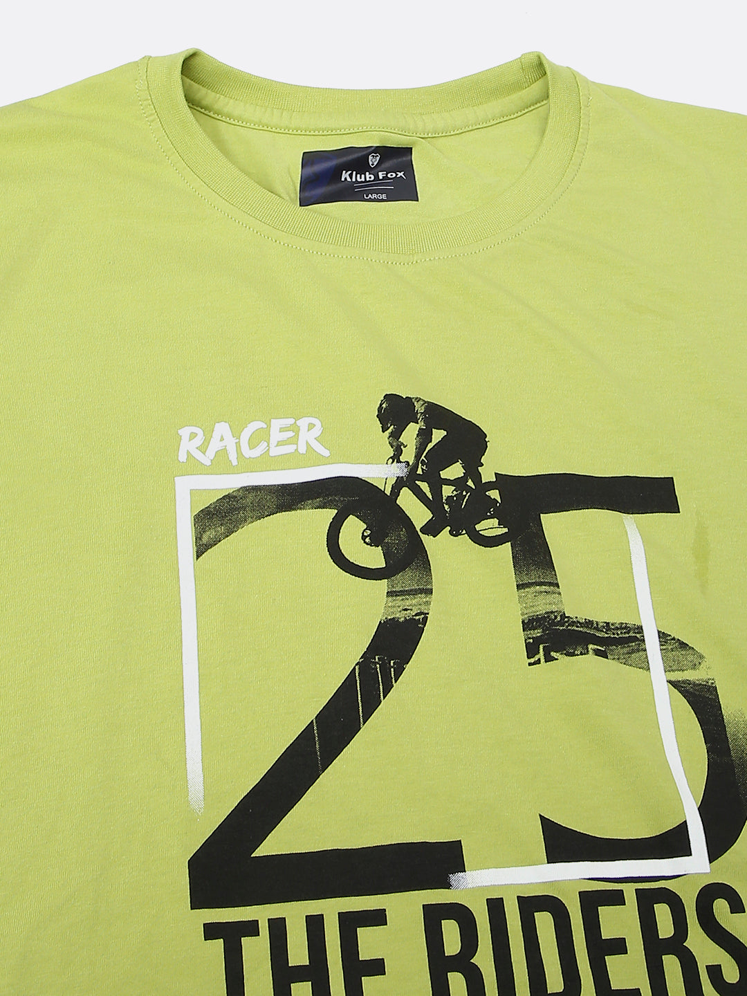 Lime Green Printed Regular Fit Half Sleeve T-Shirt