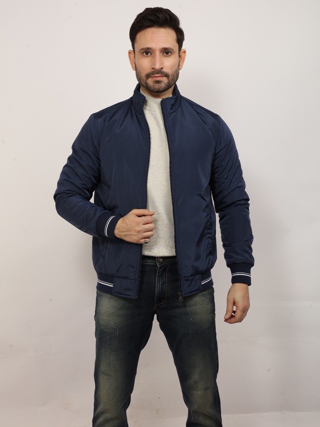 Navy Solid Band Jacket