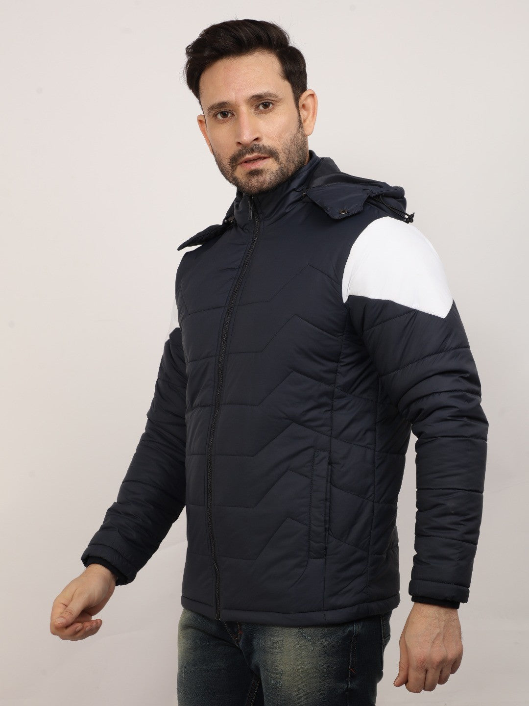 Navy Solid Hood Jacket