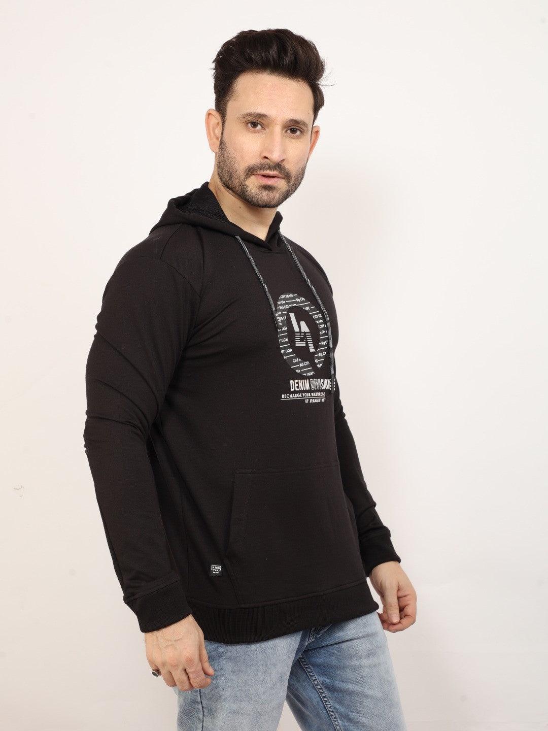 Black Printed Hooded Sweatshirt