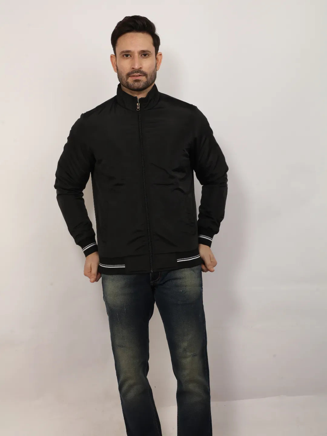 Black Solid Band Jacket