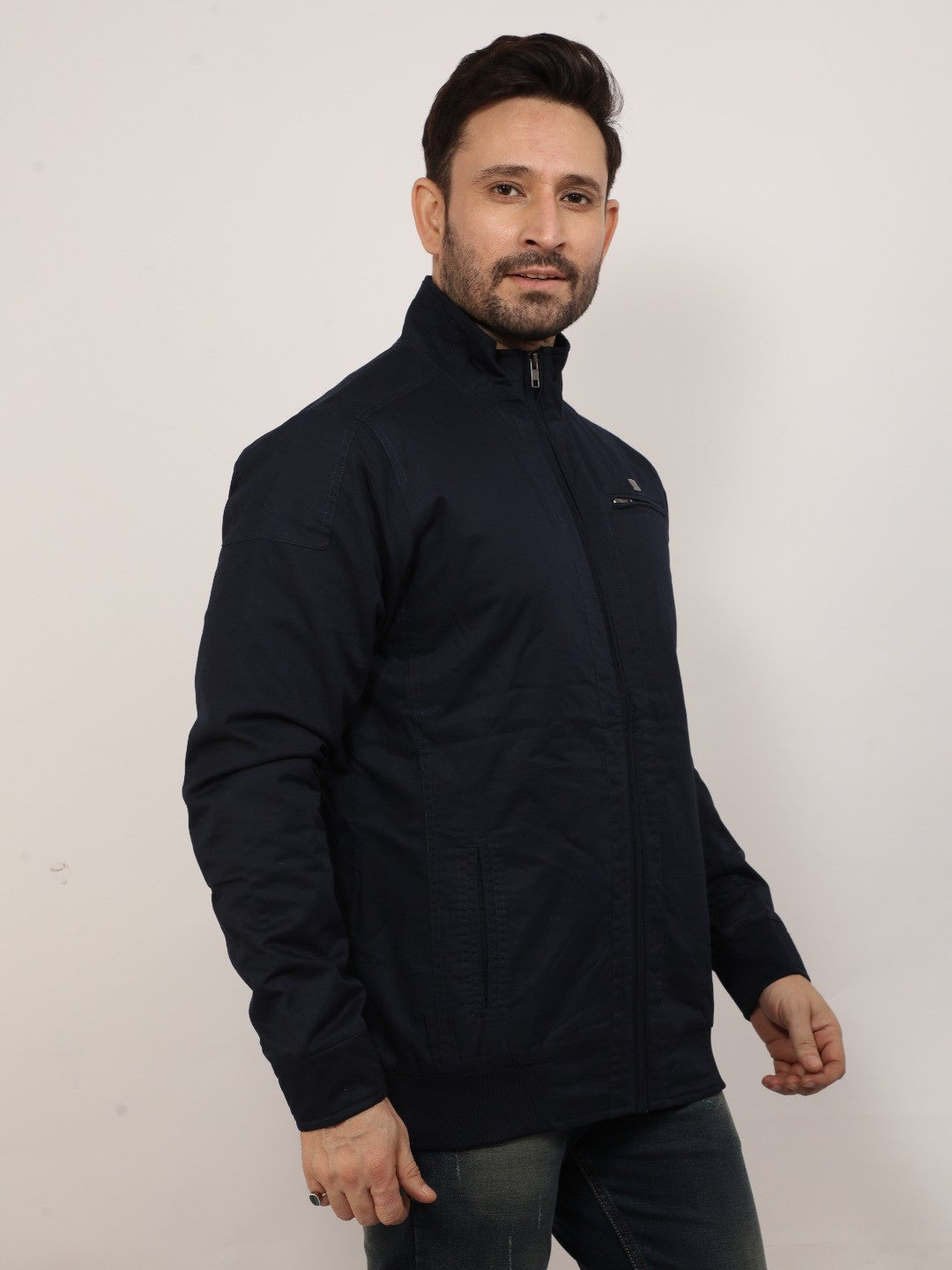 Navy Solid Band Jacket