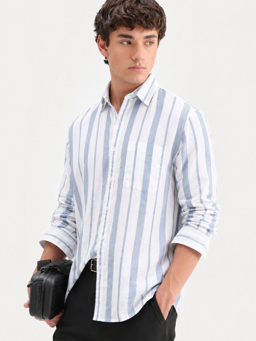 Blue Striped Printed Shirt