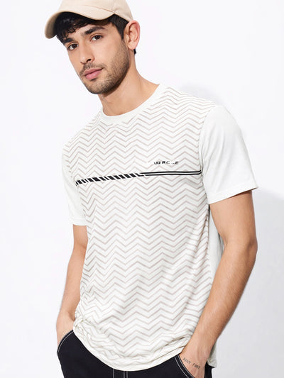 Dry Fit White Printed T-Shirt