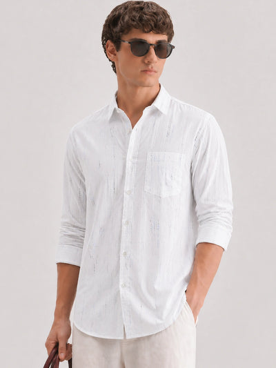 White Printed Lycra Shirt