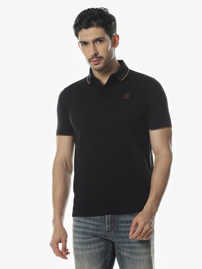 Black Embroidery Polo T-Shirt