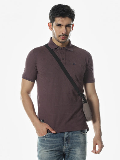 Purple Solid Polo Regular Fit T-Shirt