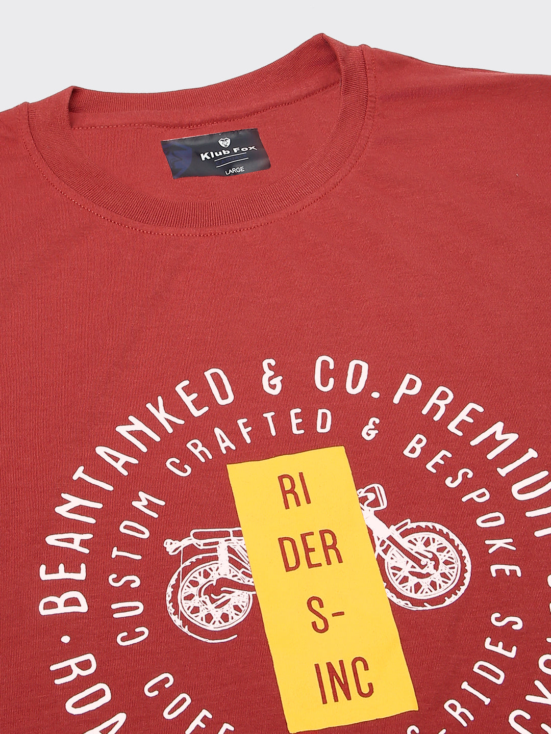 Brick Red Printed Regular Fit Half Sleeve T-Shirt