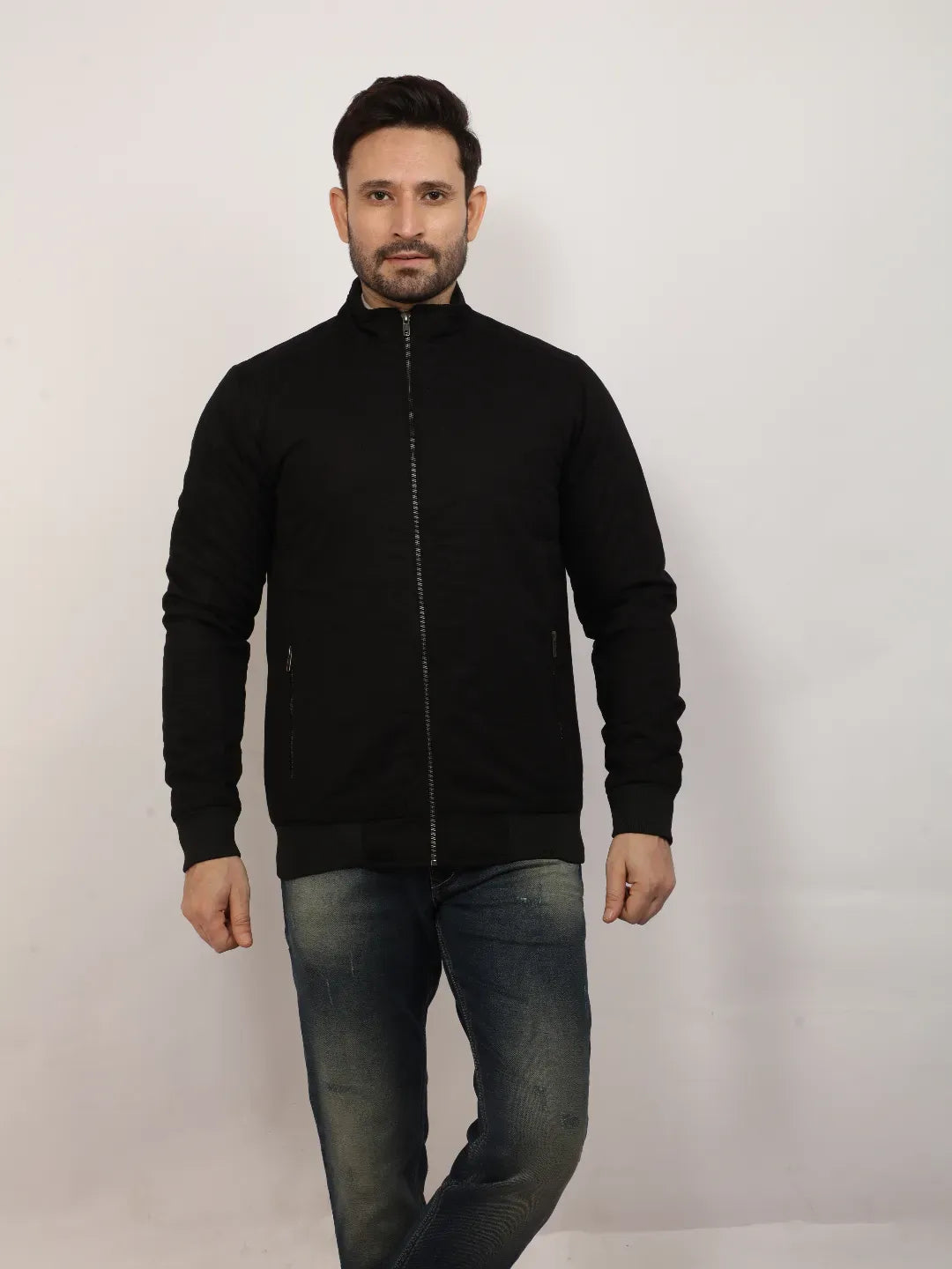 Black Solid Band Jacket