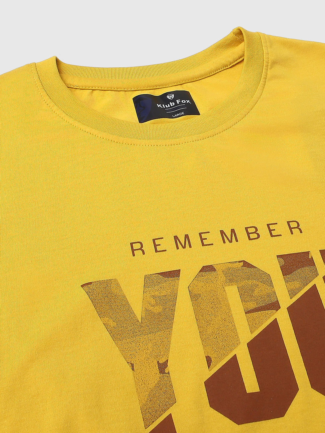 Mustard Printed Regular Fit Half Sleeve T-Shirt