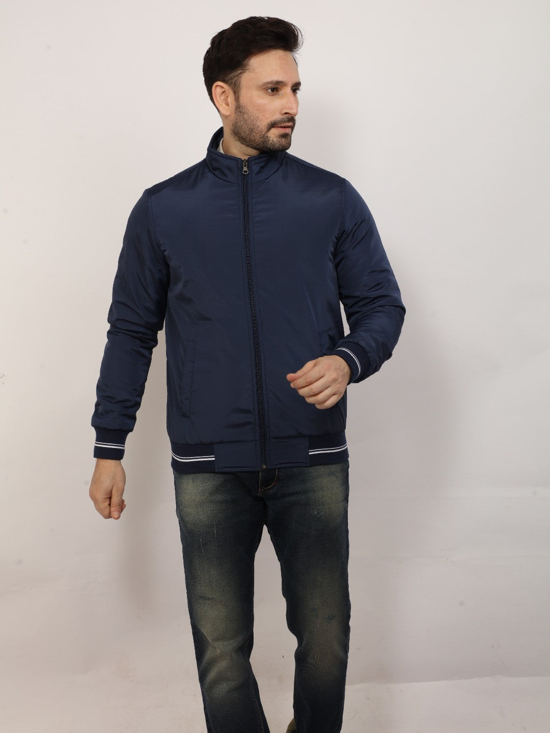 Navy Solid Band Jacket