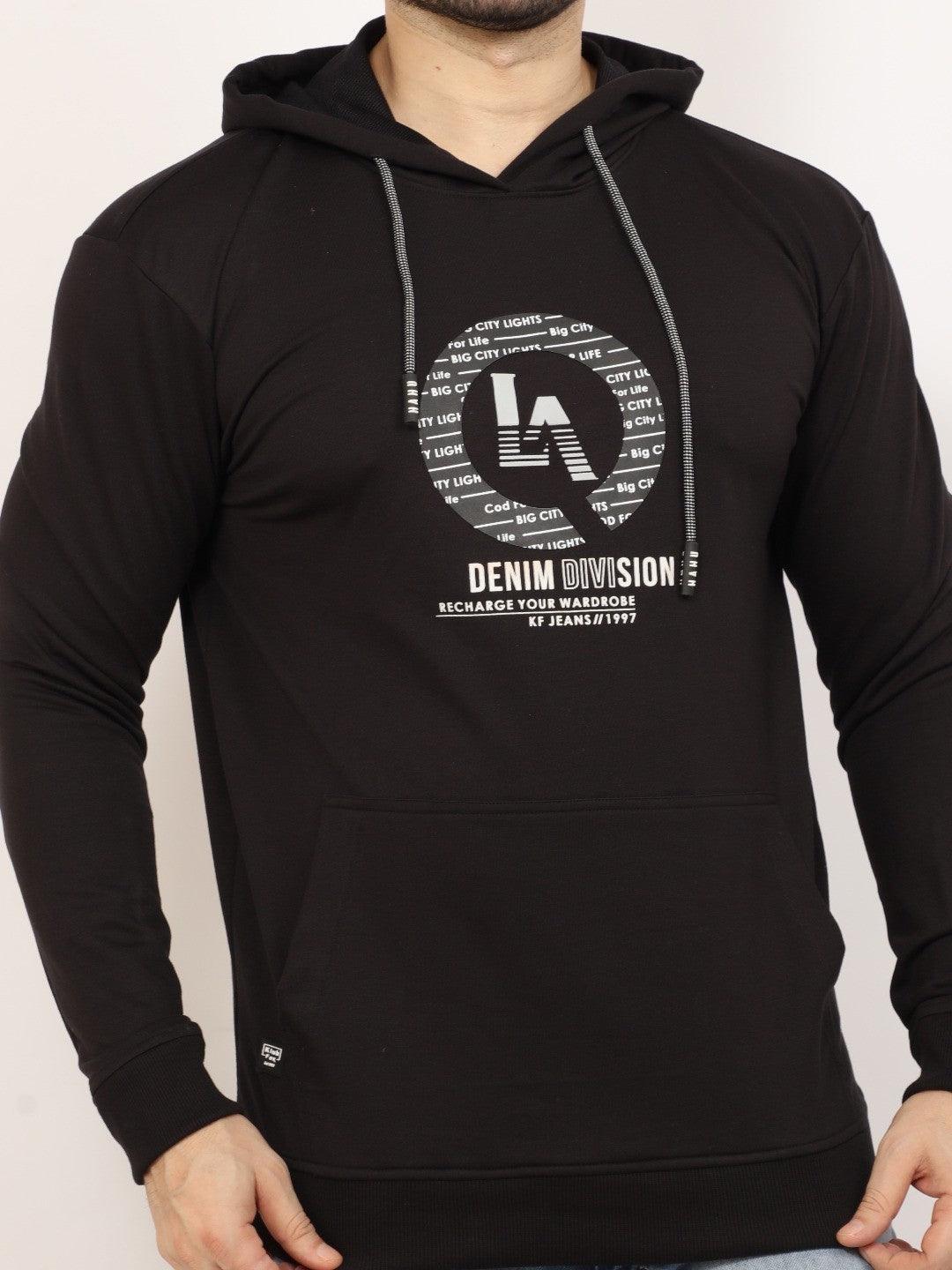 Black Printed Hooded Sweatshirt
