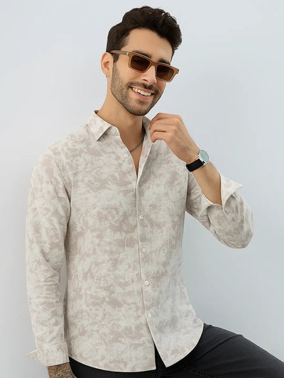 White Peach Printed Shirt