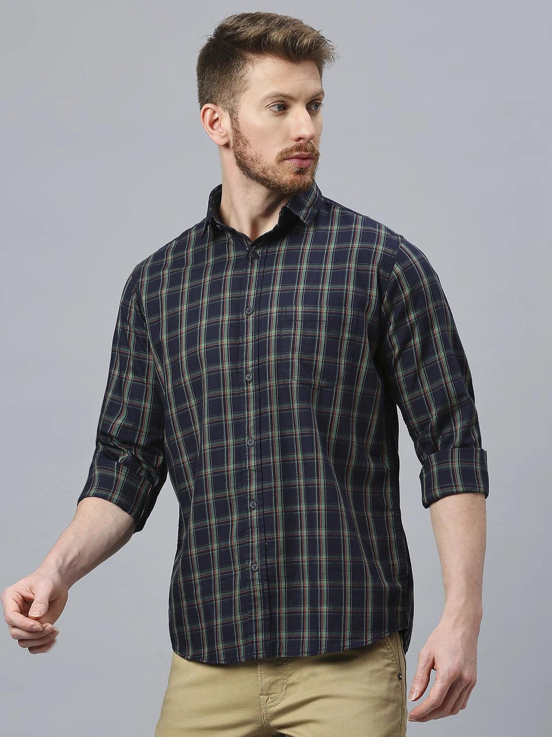 Navy Checkered Shirt - Klub Fox