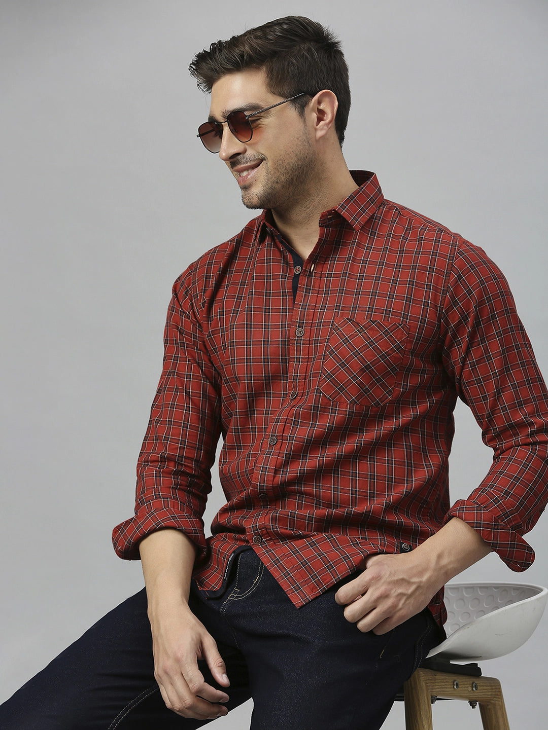 Maroon Checkered Shirt