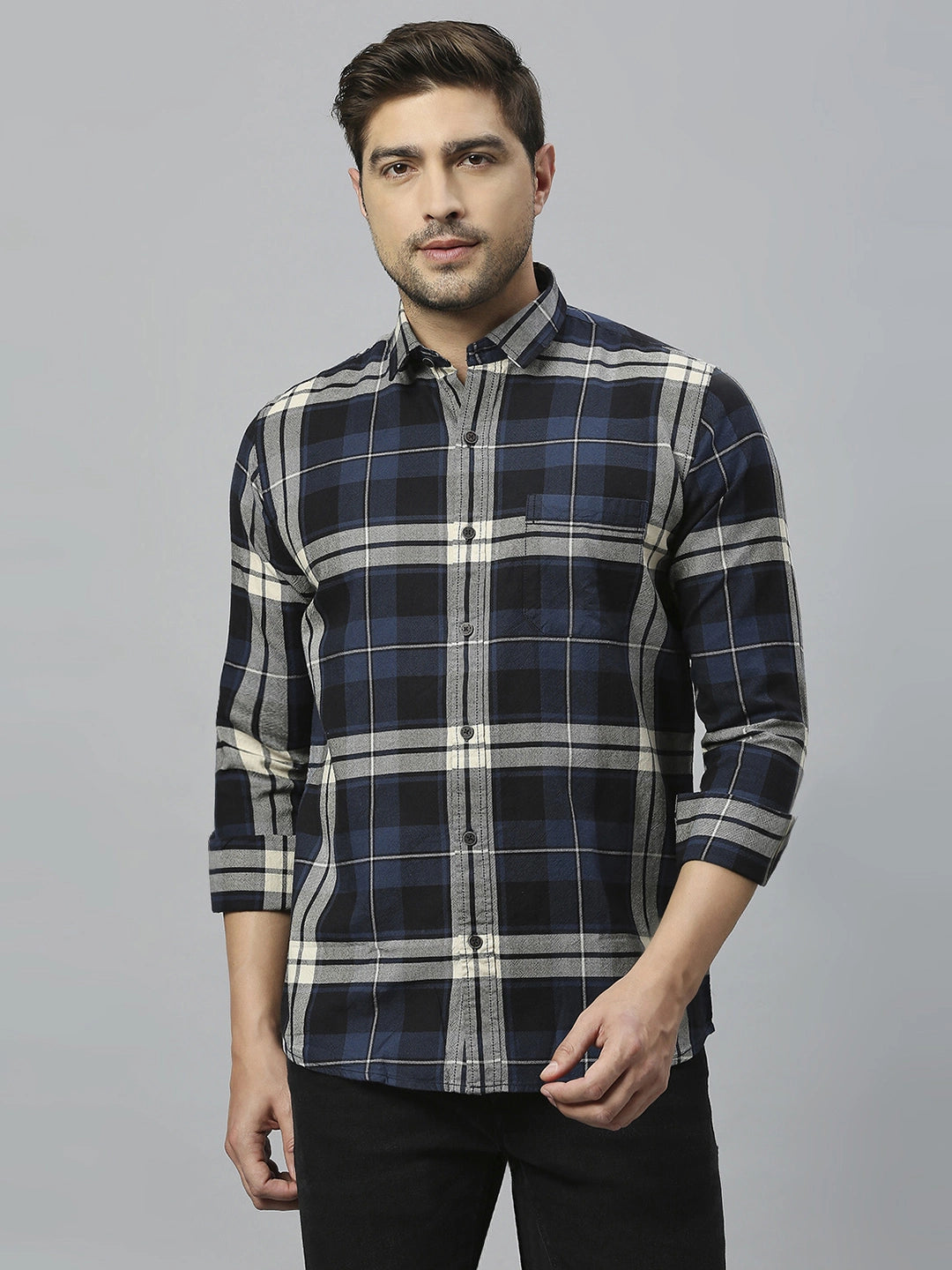 Navy Checkered Shirt