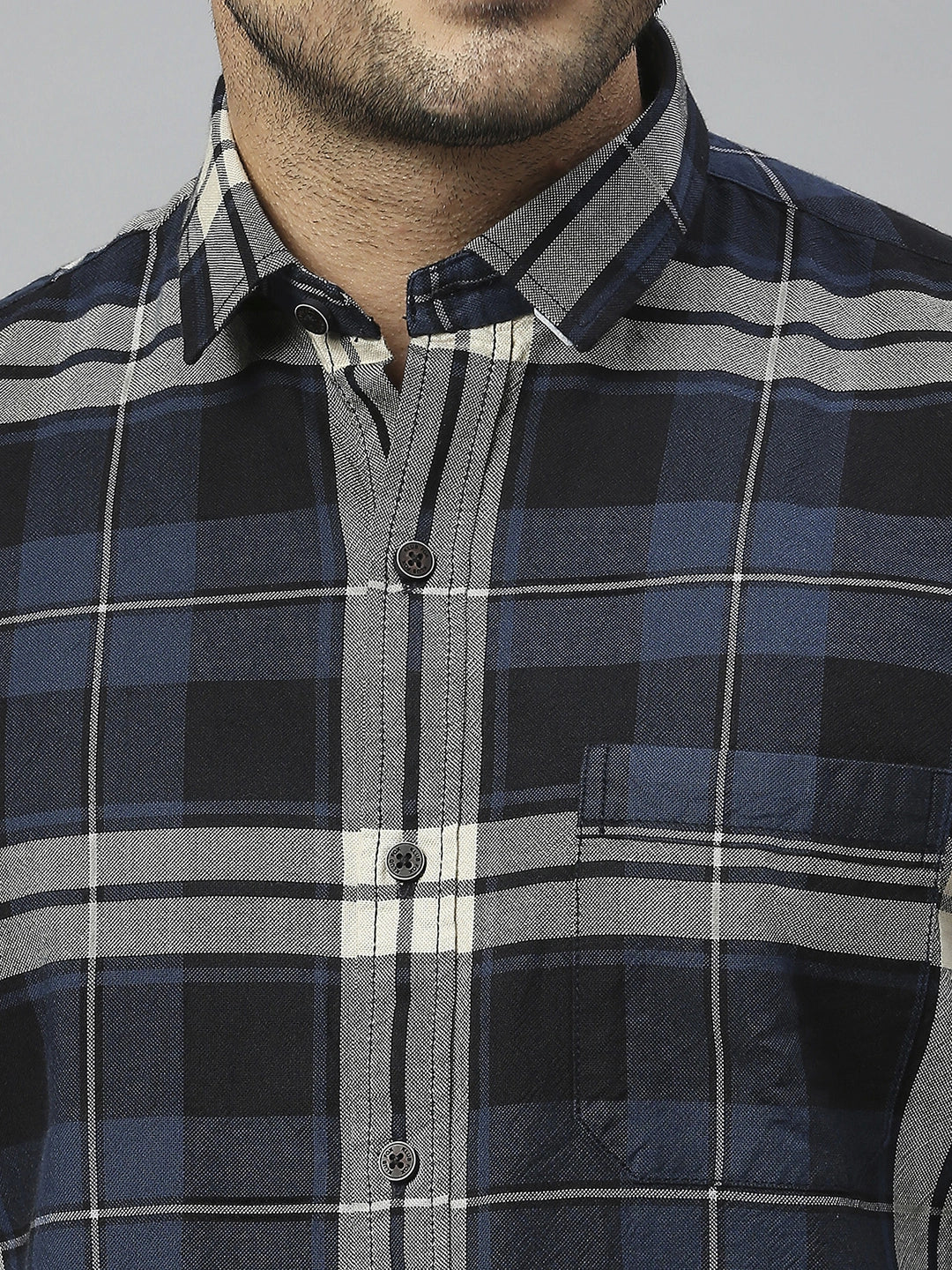 Navy Checkered Shirt