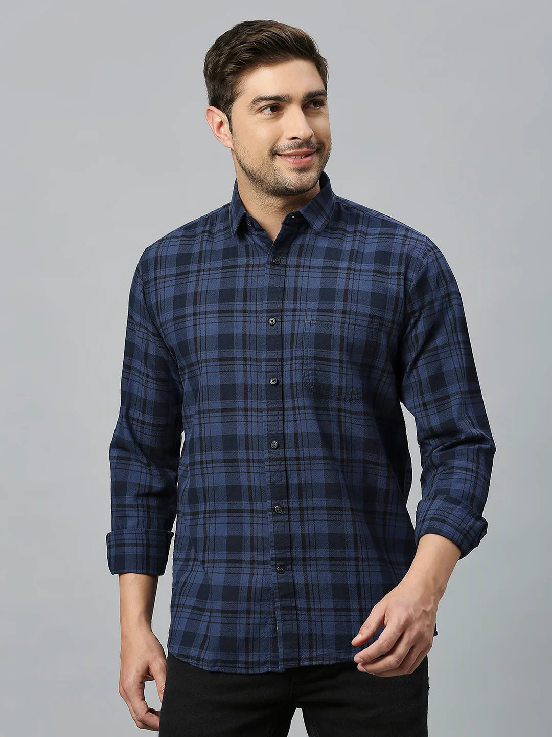 Navy Checkered Shirt