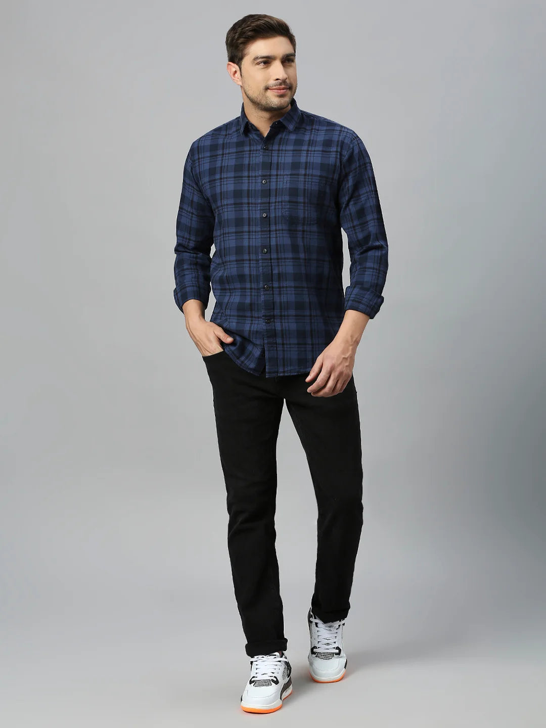 Navy Checkered Shirt