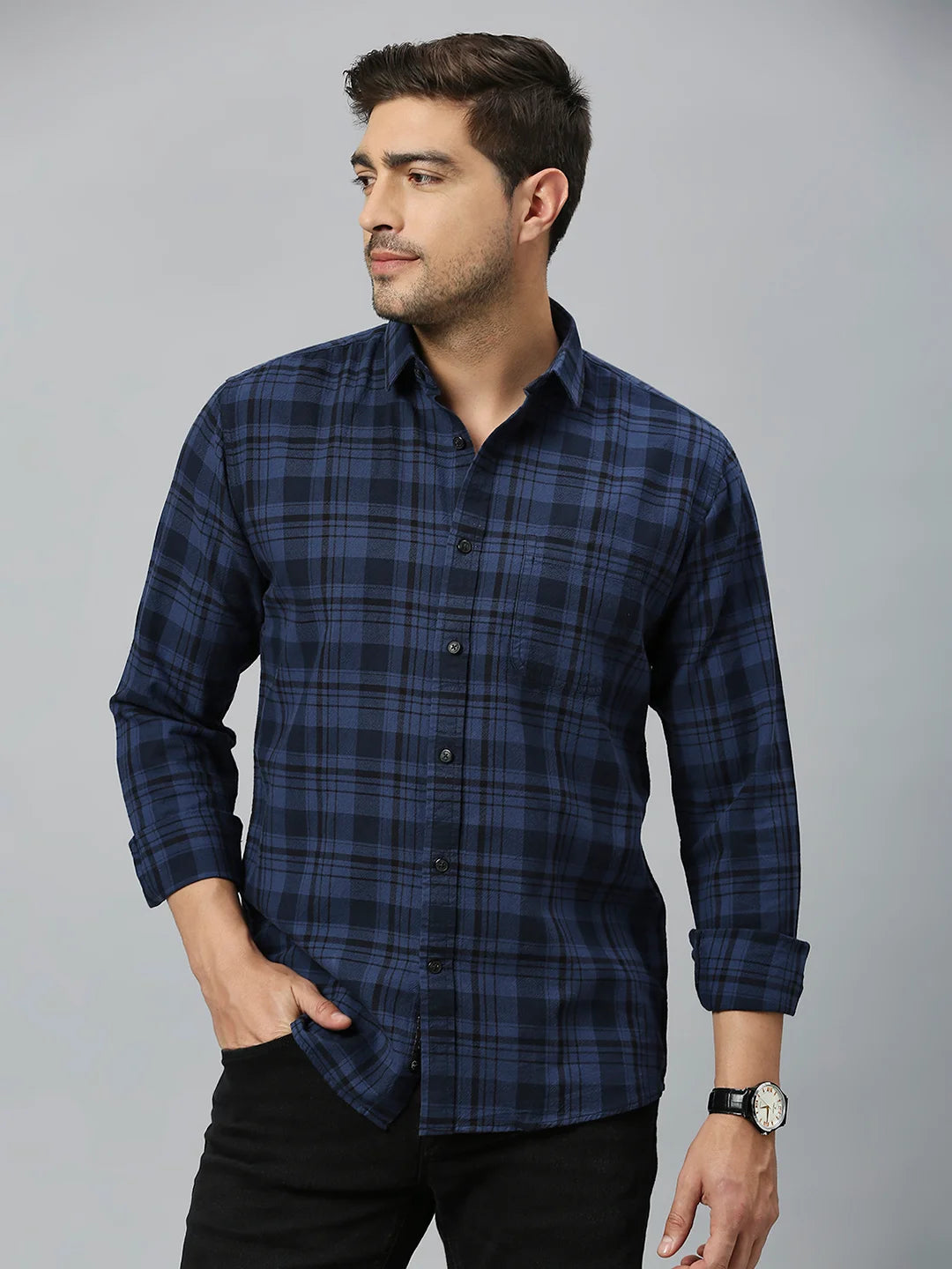 Navy Checkered Shirt