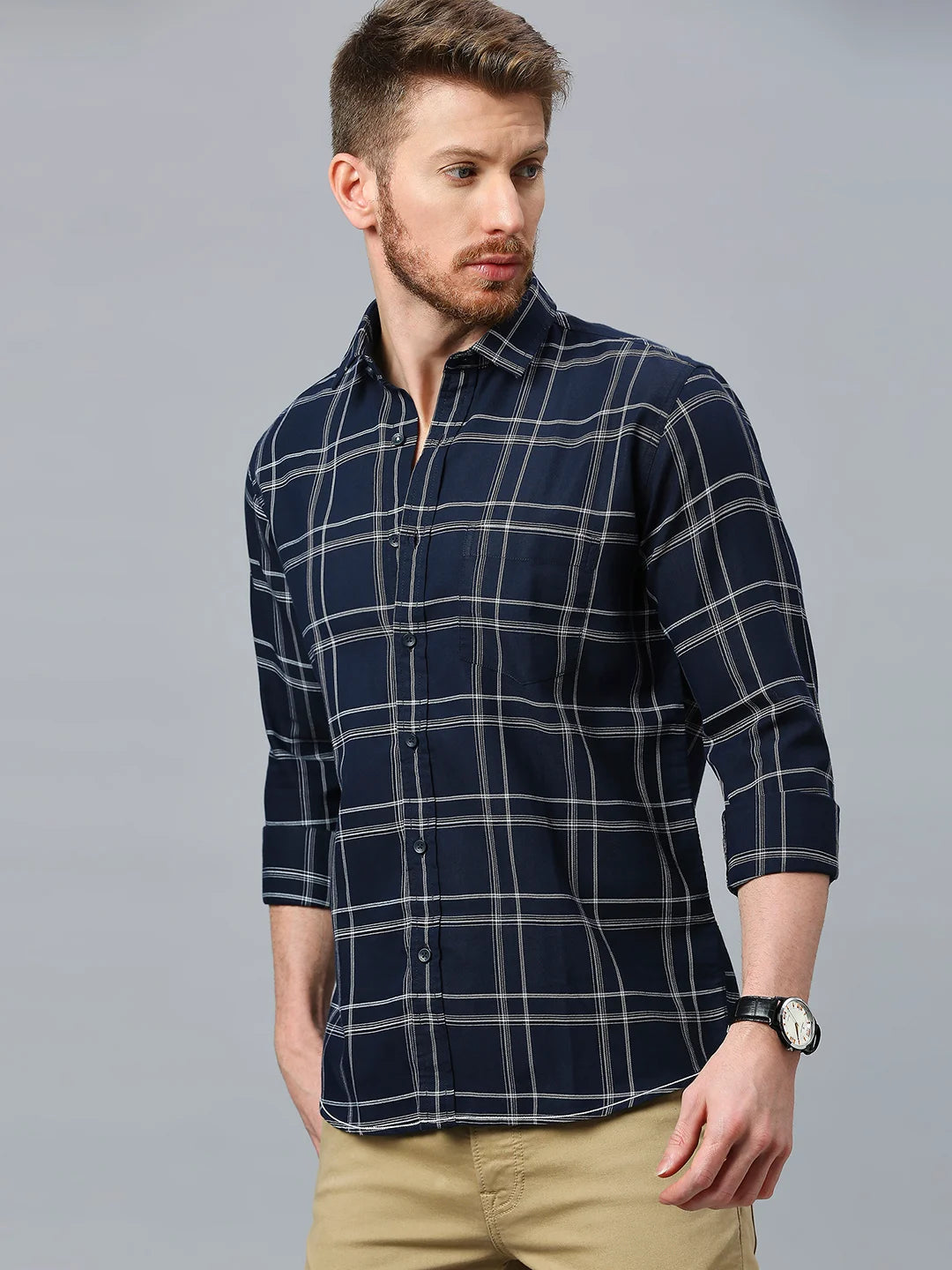 Navy Checkered Shirt