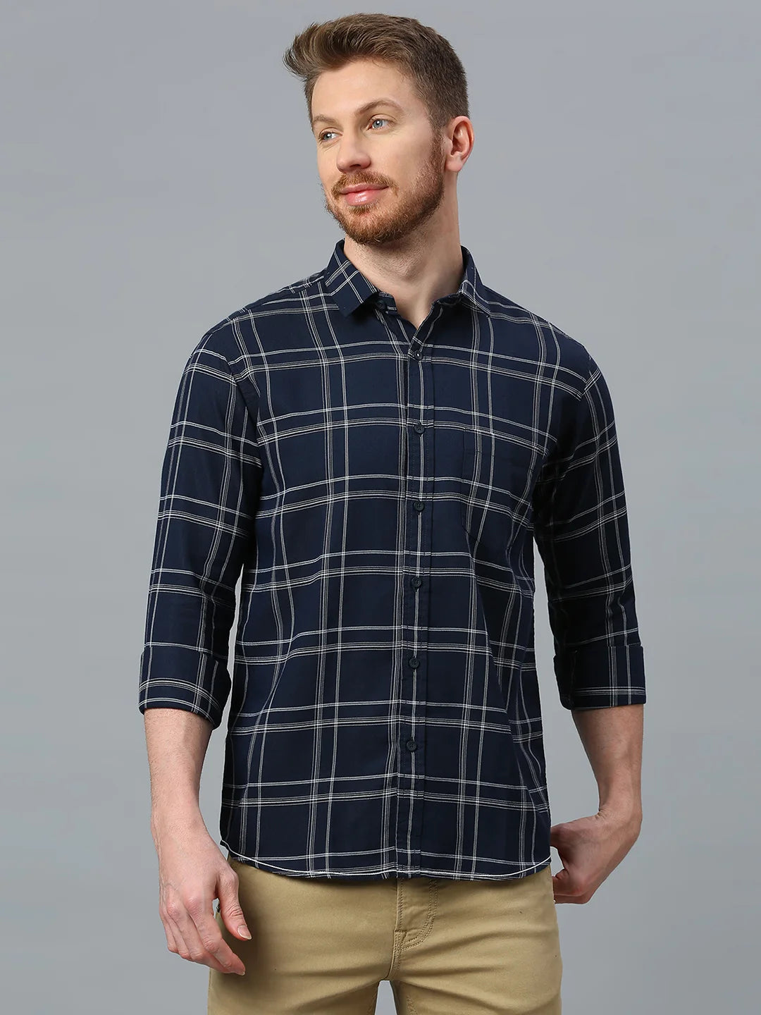 Navy Checkered Shirt