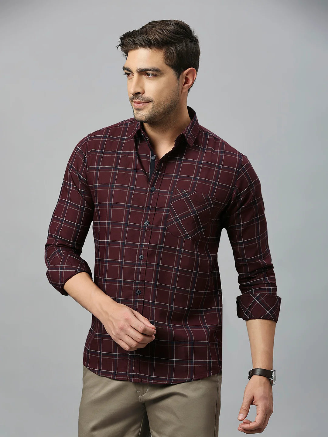 Maroon Checkered Shirt