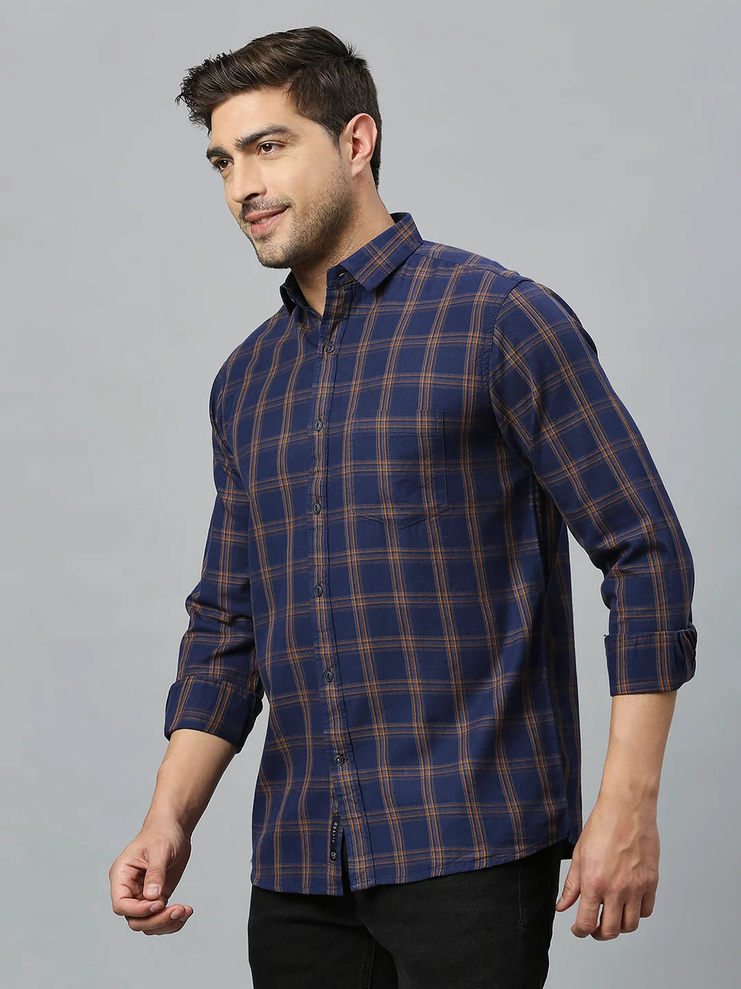 Navy Checkered Shirt