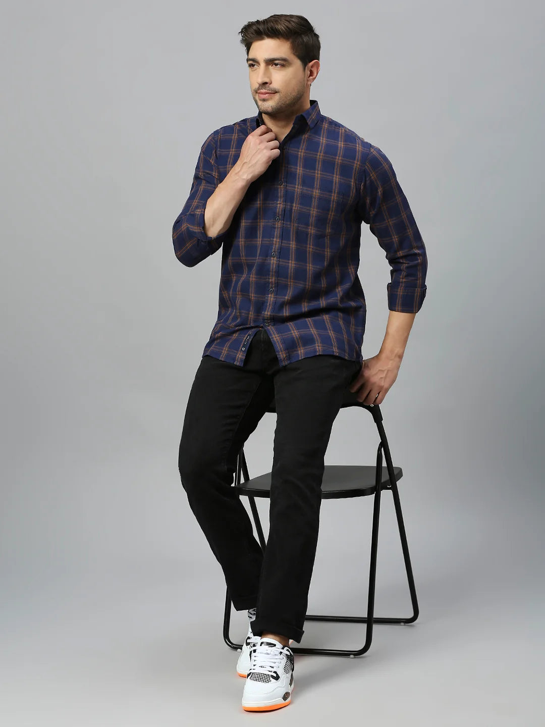 Navy Checkered Shirt