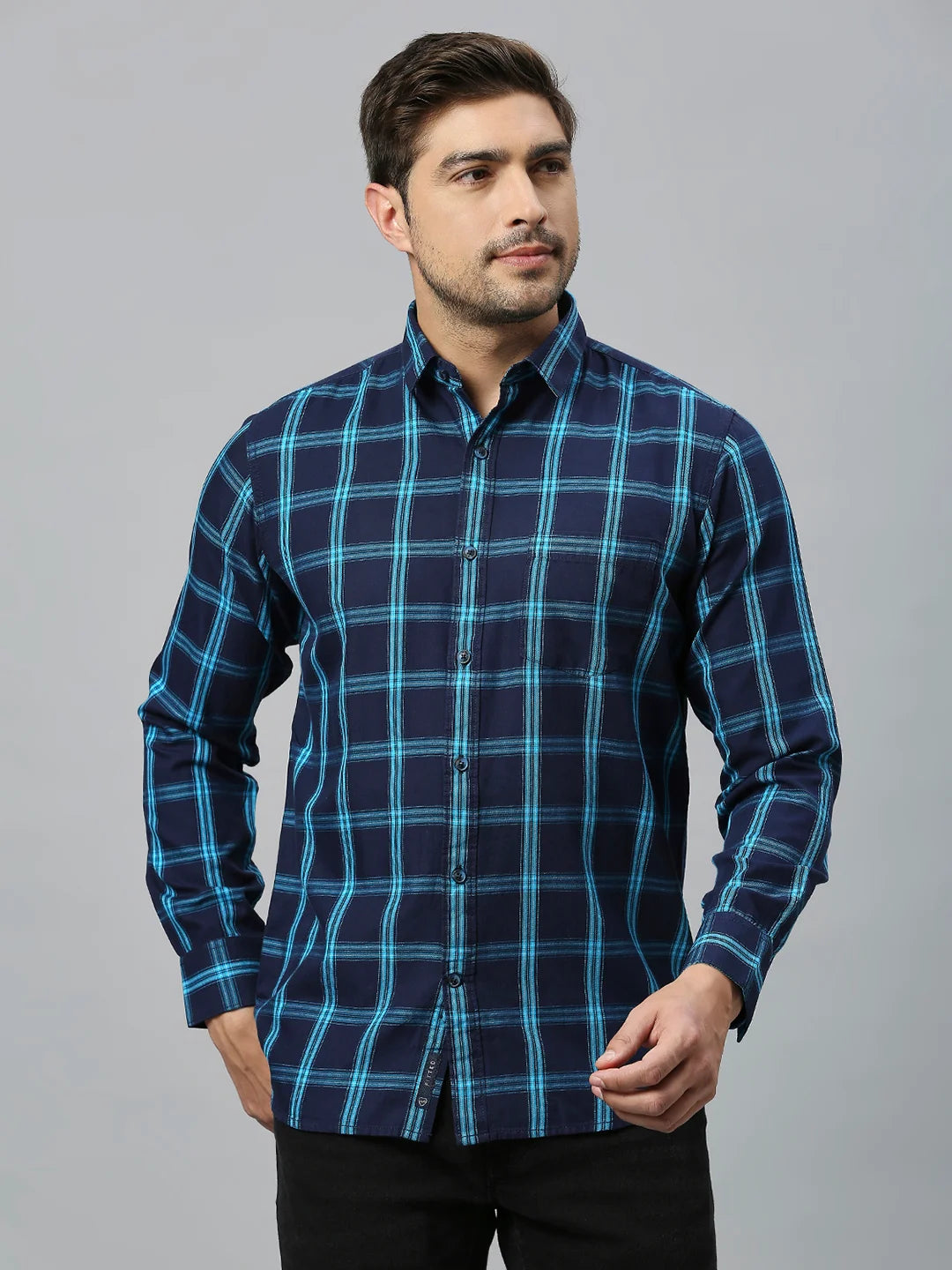 Navy Checkered Shirt