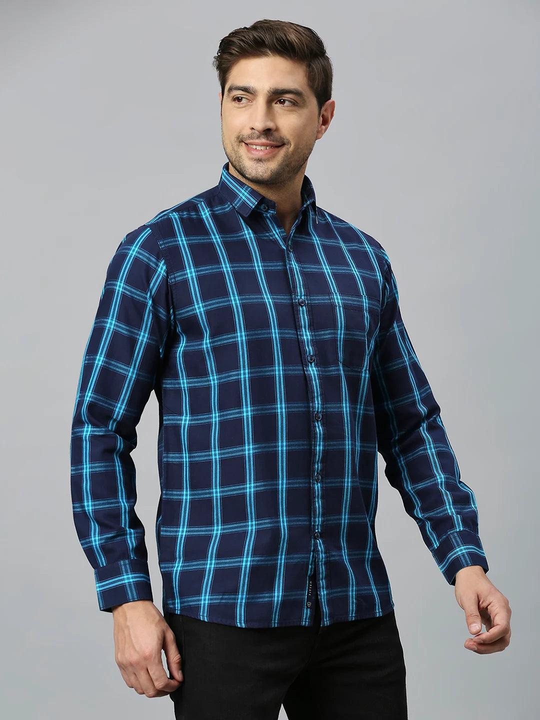 Navy Checkered Shirt