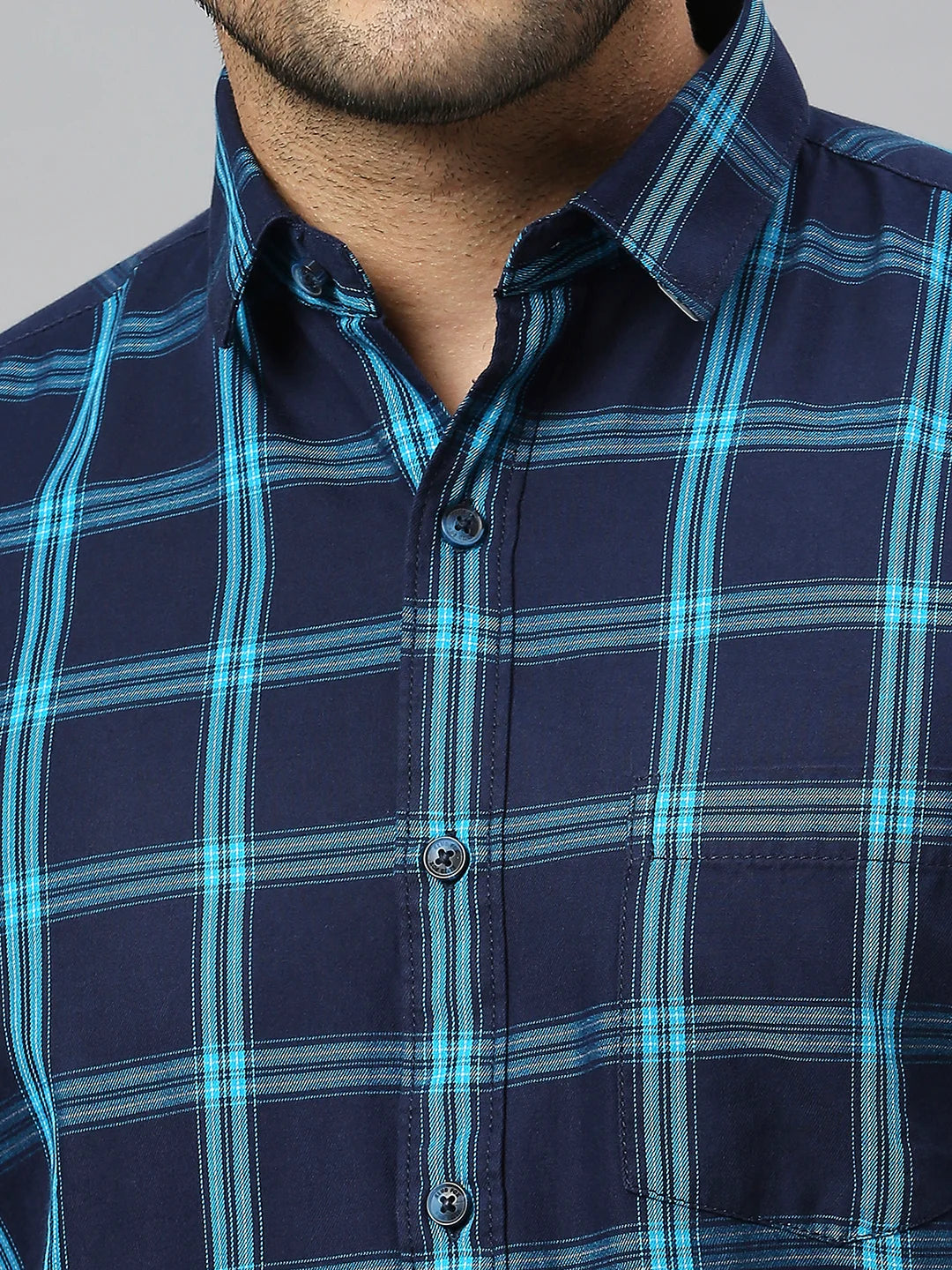 Navy Checkered Shirt