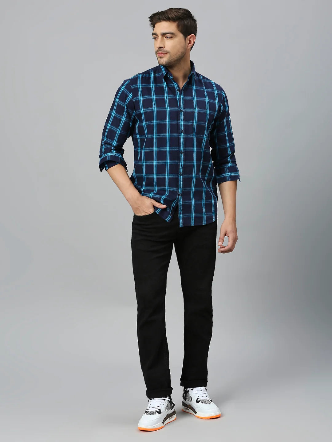 Navy Checkered Shirt