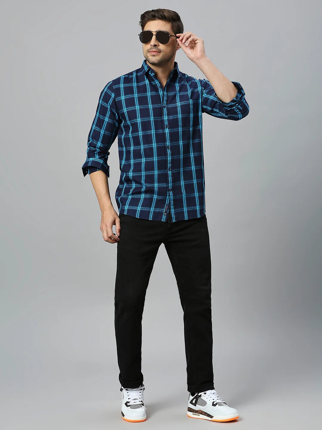 Navy Checkered Shirt