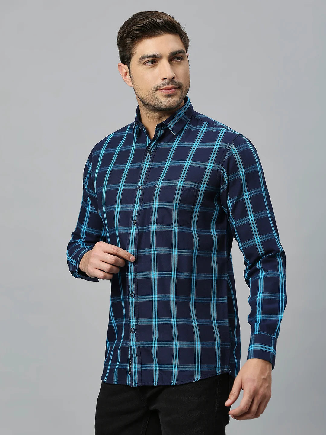 Navy Checkered Shirt