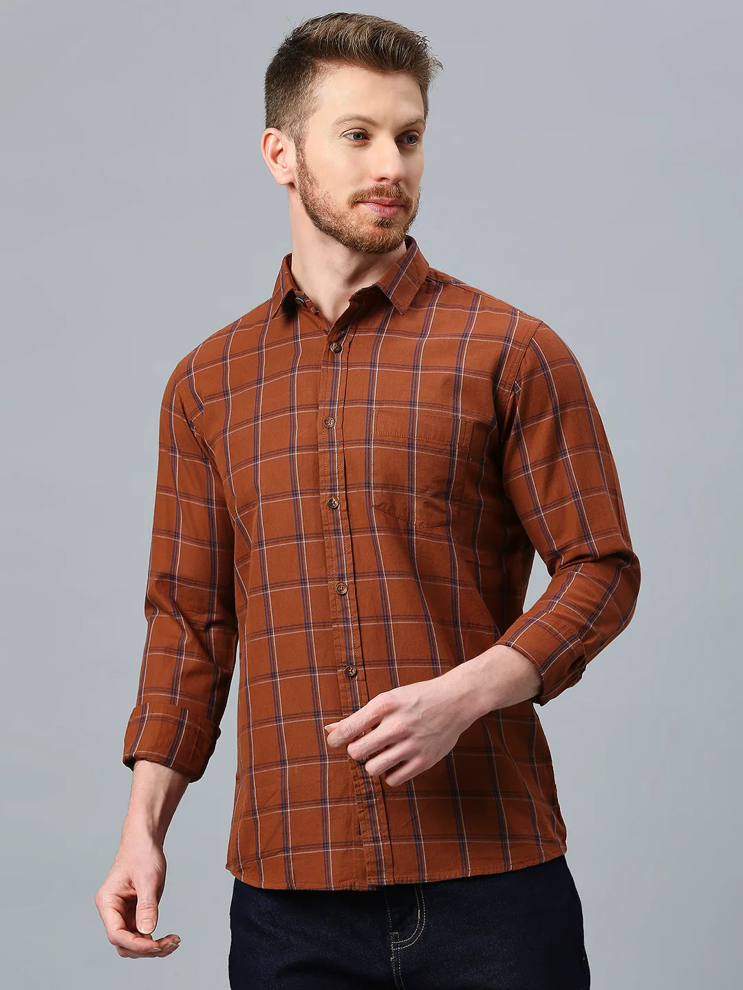 Brown Checkered Shirt