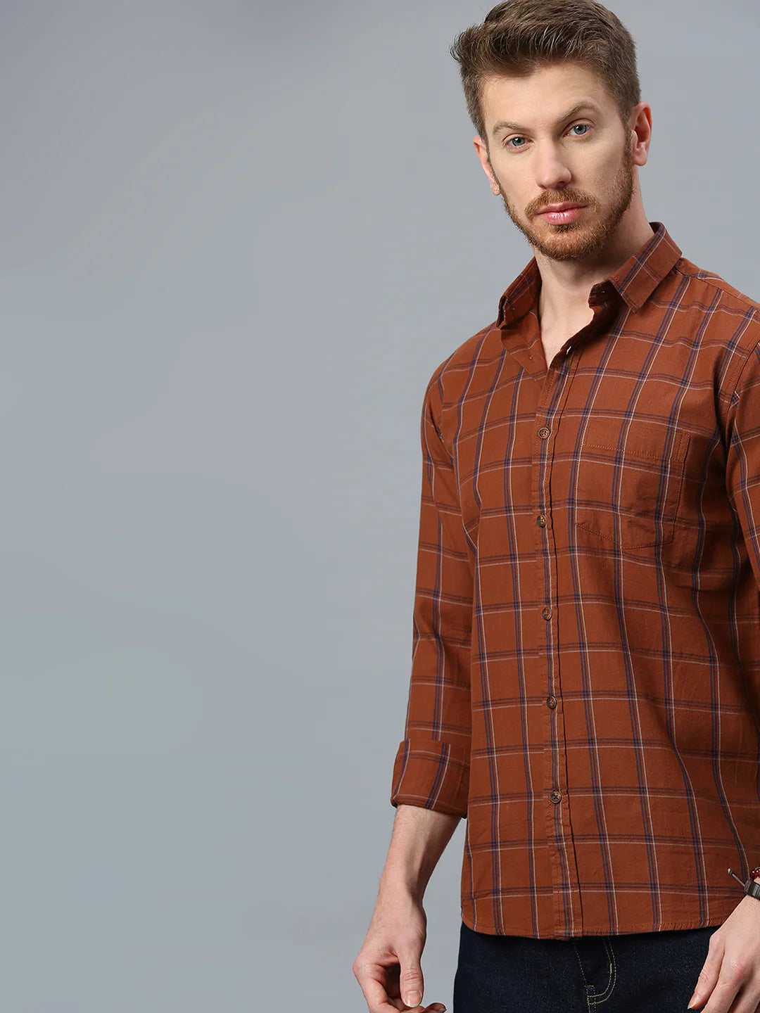 Brown Checkered Shirt