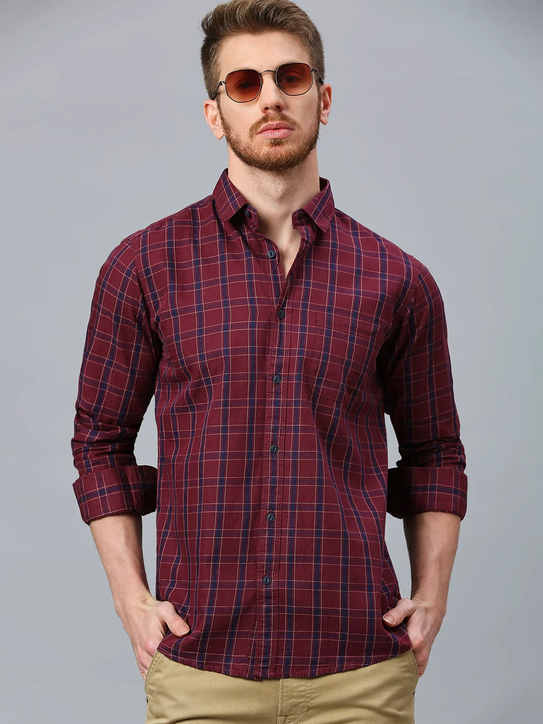 Maroon Checkered Shirt