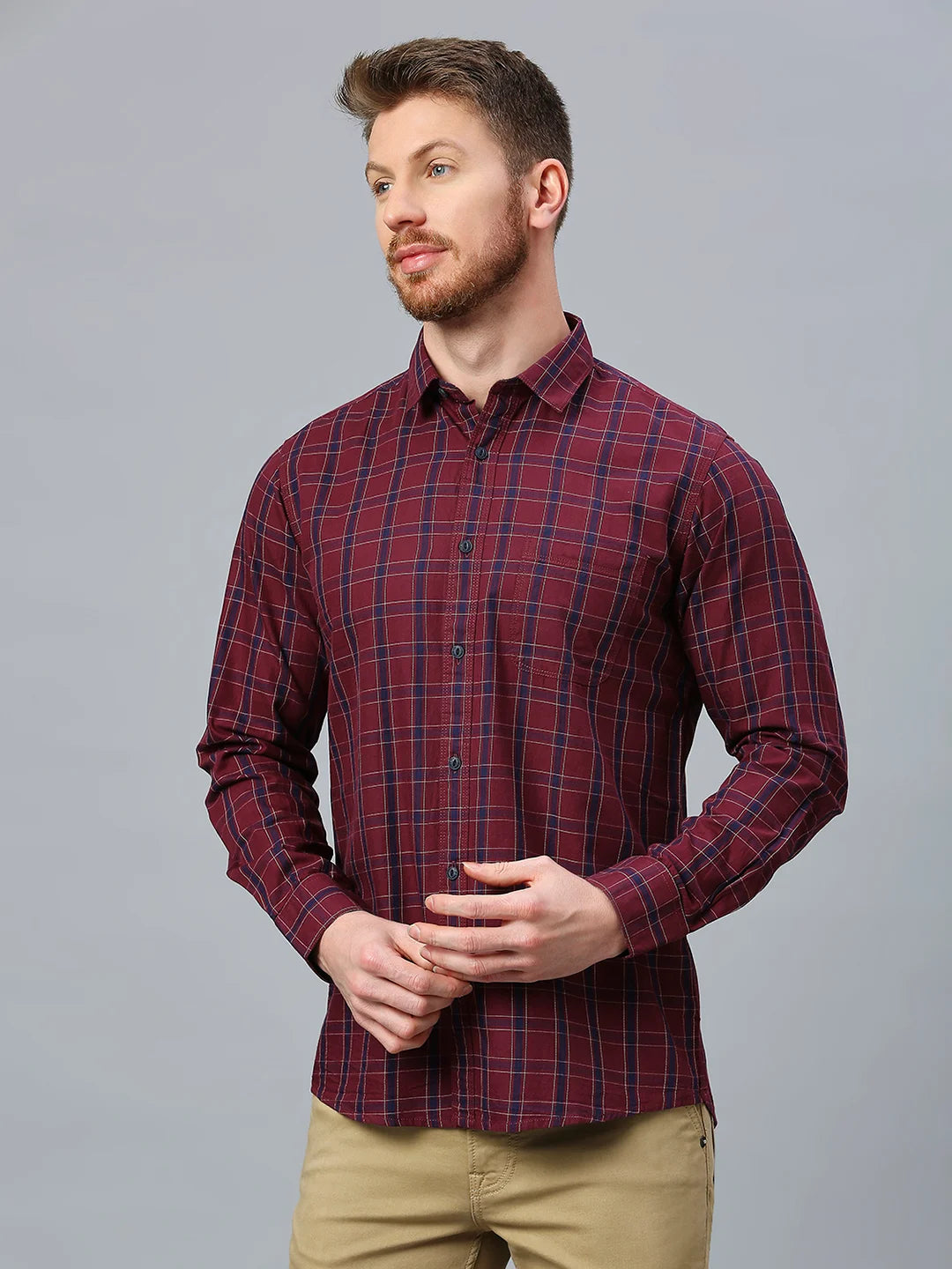 Maroon Checkered Shirt