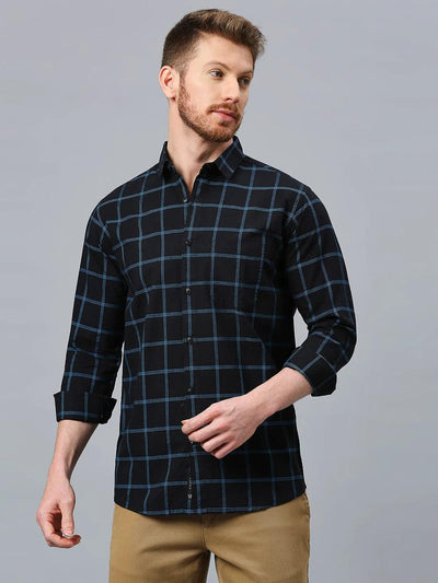 Midnight Grid Blue Checkered Shirt