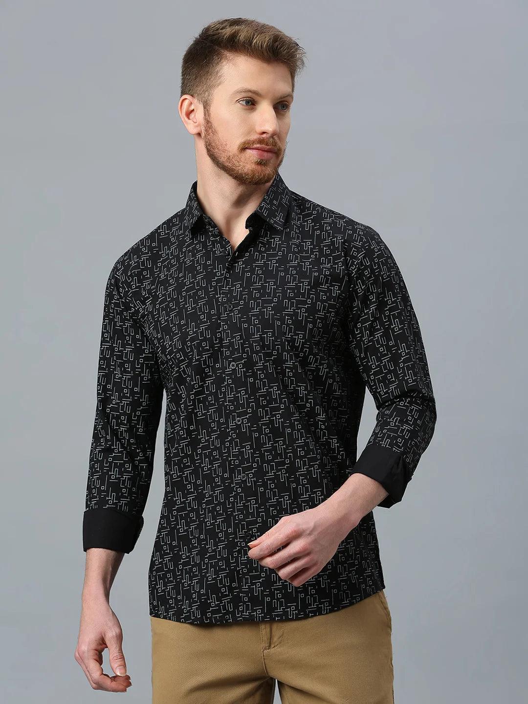 Geometric Print Black Shirt