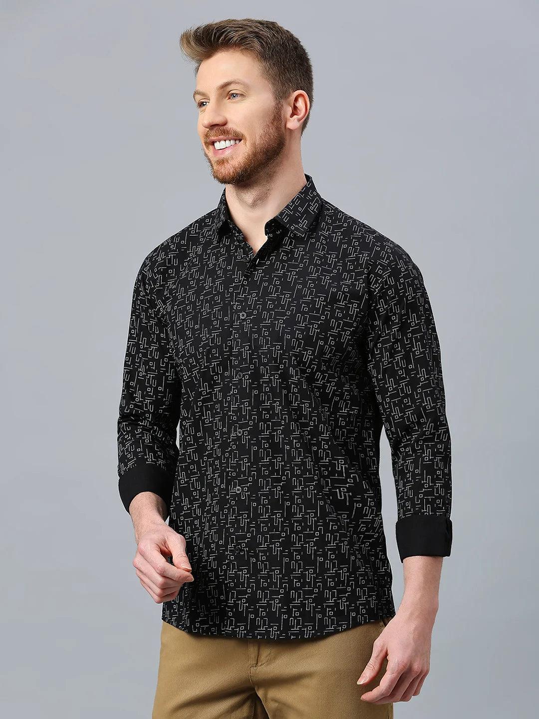 Geometric Print Black Shirt
