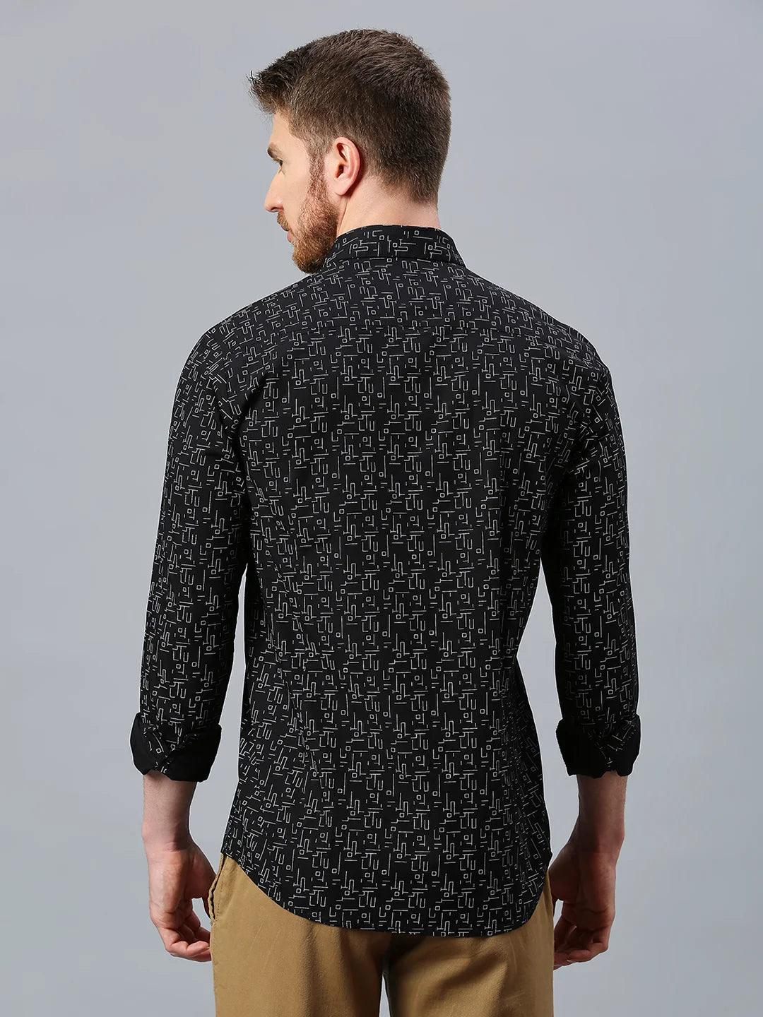 Geometric Print Black Shirt