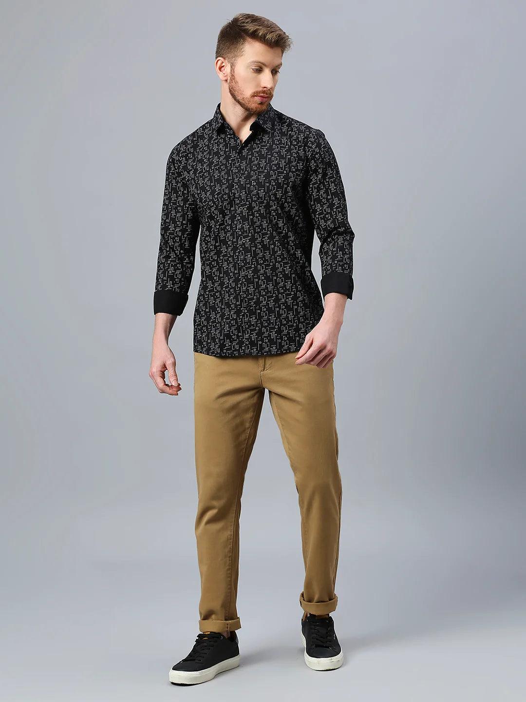 Geometric Print Black Shirt