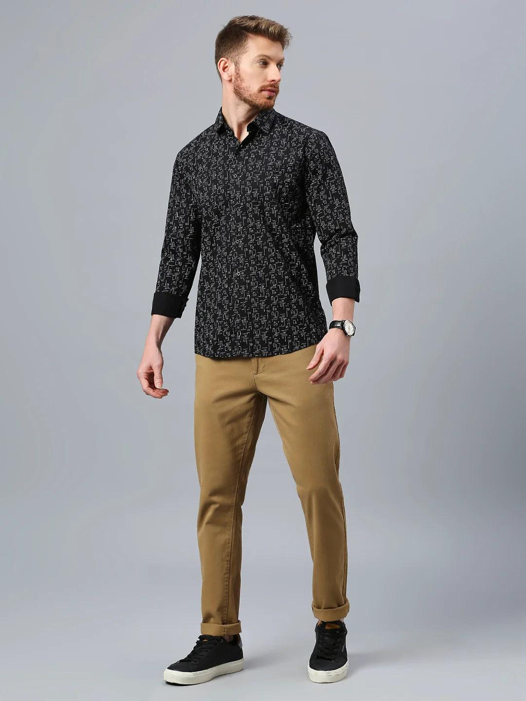 Geometric Print Black Shirt