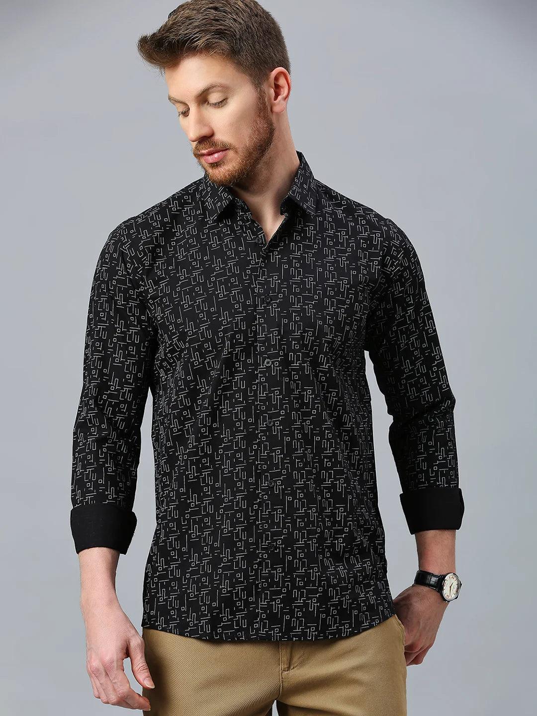 Geometric Print Black Shirt